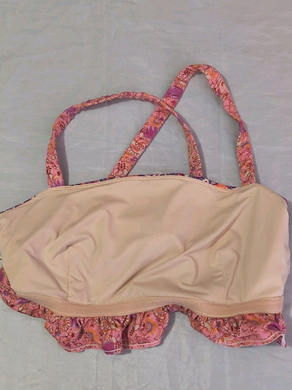 Free People Floral Pink Orange Purple Cropped Bralette - Picture 7 of 11